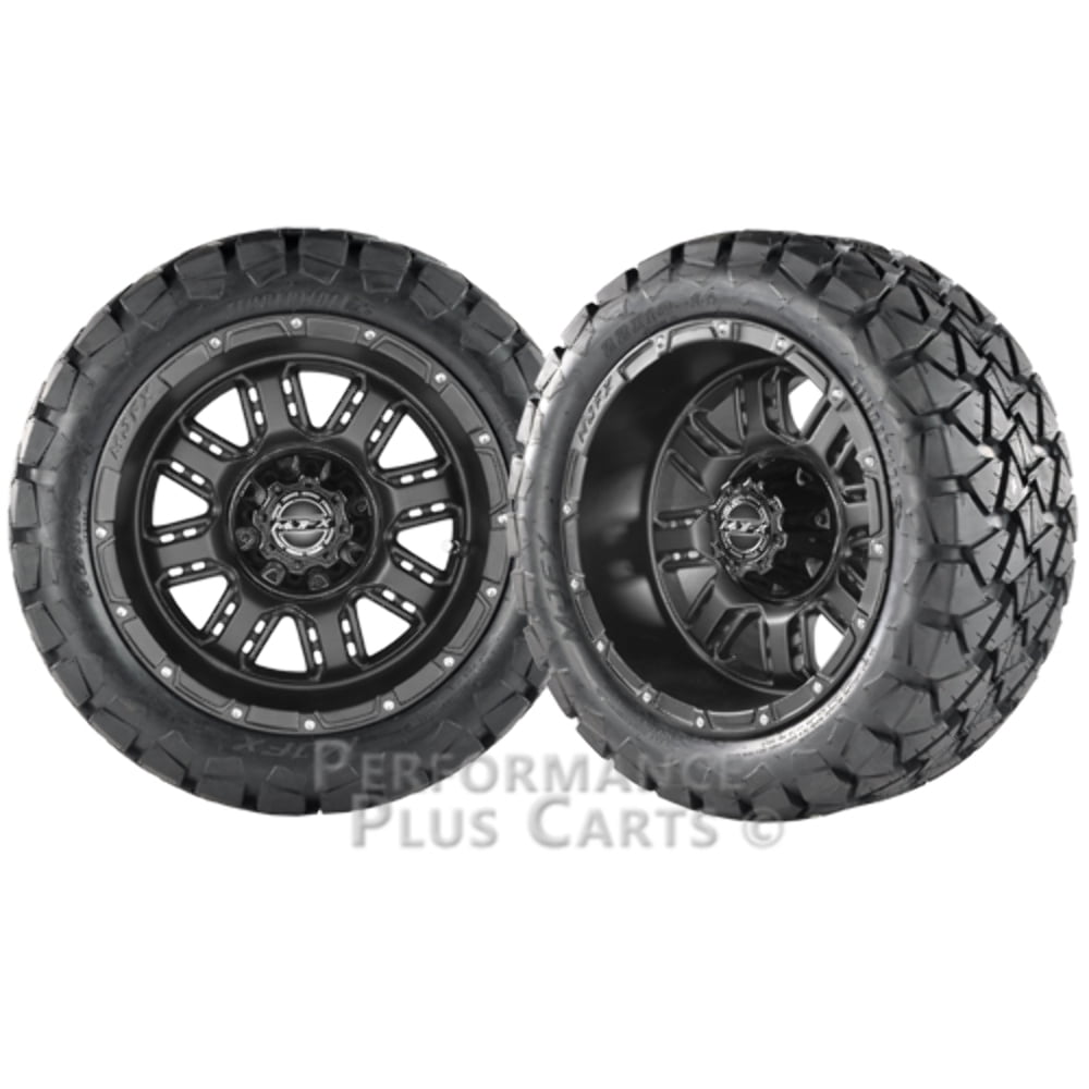 Transformer 14" Matte Black Golf Cart Wheels with 22" All Terrain Tires LIFTED