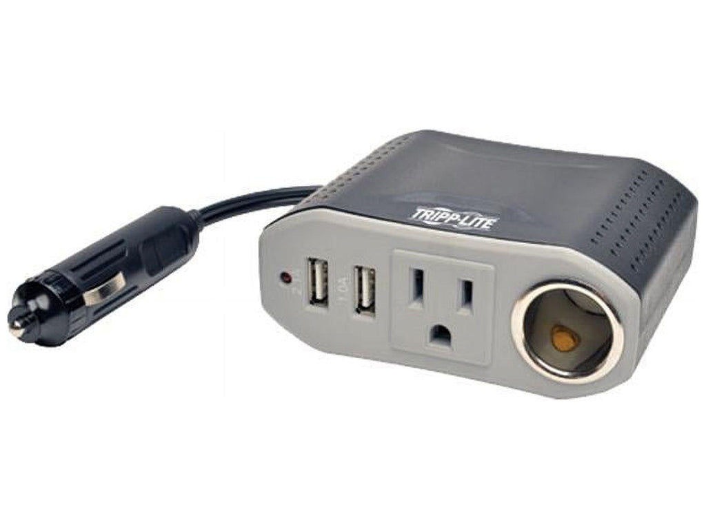Tripp Lite 100W Car Power Inverter with Outlet, 12V CLA Receptacle & 2 USB Charging Ports (PV100USB)