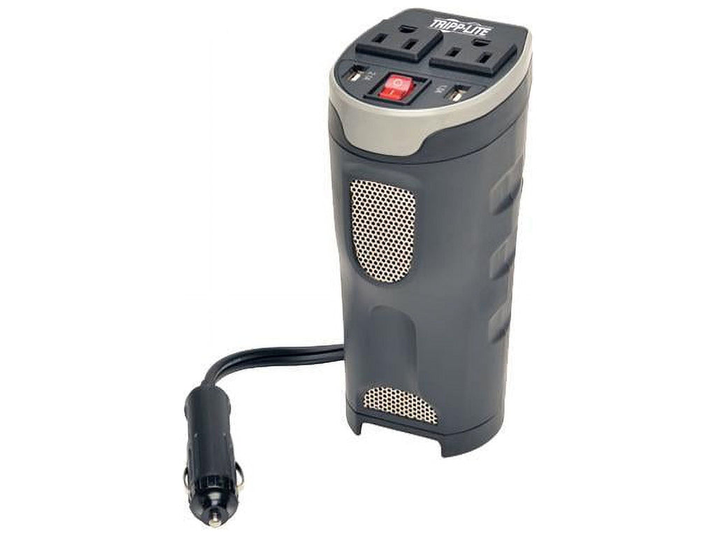 Tripp Lite 200W Car Power Inverter with 2 Outlets & 2 USB Charging Ports, Cup Holder Design (PV200CUSB)