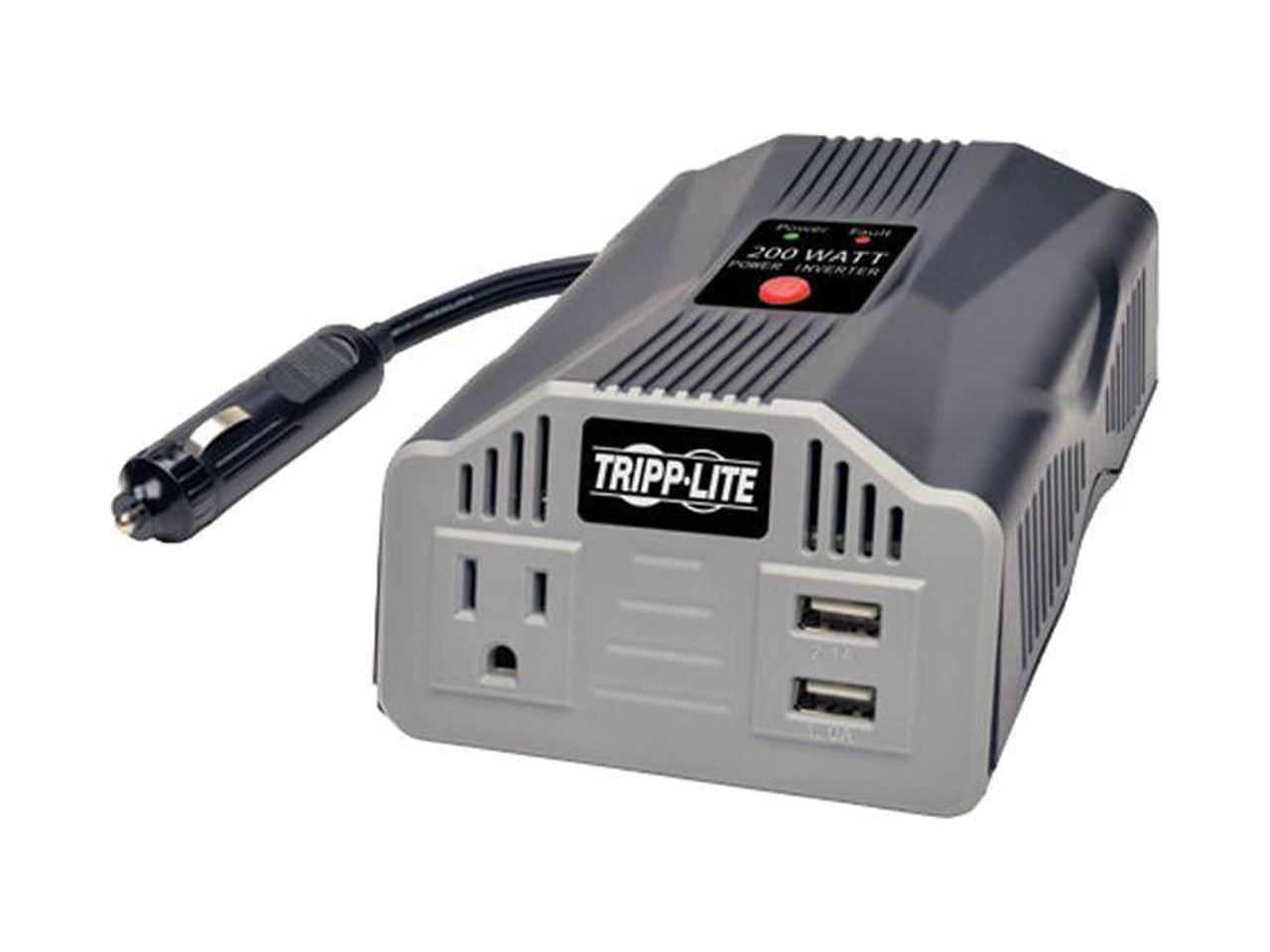 Tripp Lite 200W Car Power Inverter with Outlet & 2 USB Charging Ports, Ultra-Compact (PV200USB)