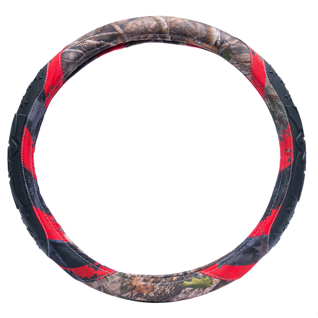 TrueTimber Kanati Freedom Steering Wheel Cover, Anti Slip & Odor Free, Car, Truck, SUV Accessories, Universal Fit 14.5” – 15.5”, Auto, Camouflage and Red