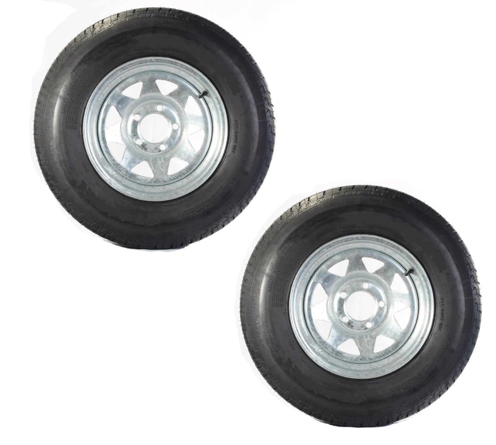 Two Trailer Tires Rims ST185/80D13 185/80D-13 5 lug Galvanized Spoke Wheel