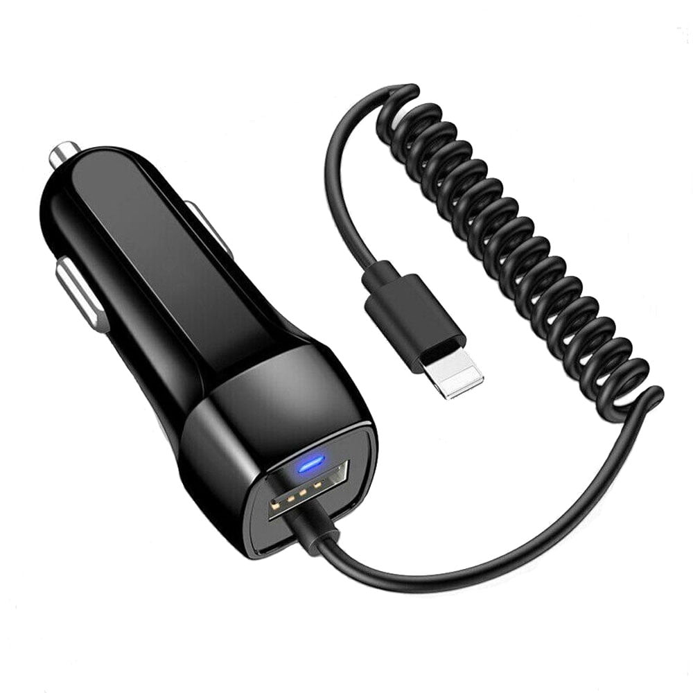 USB Car Charger For iPhone 13 12 11 Pro Max 8 7 + Fast Charging With Extra Cable (4.9ft)