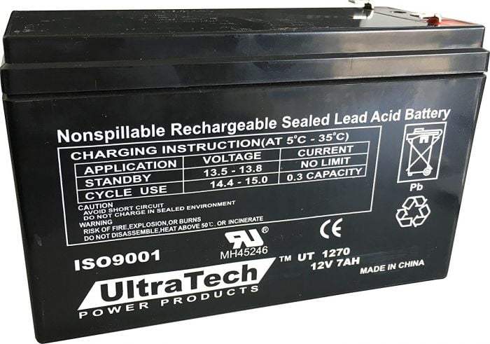UltraTech UT1270 12V 7 Ah Sealed Lead Acid Alarm Battery UT-1270