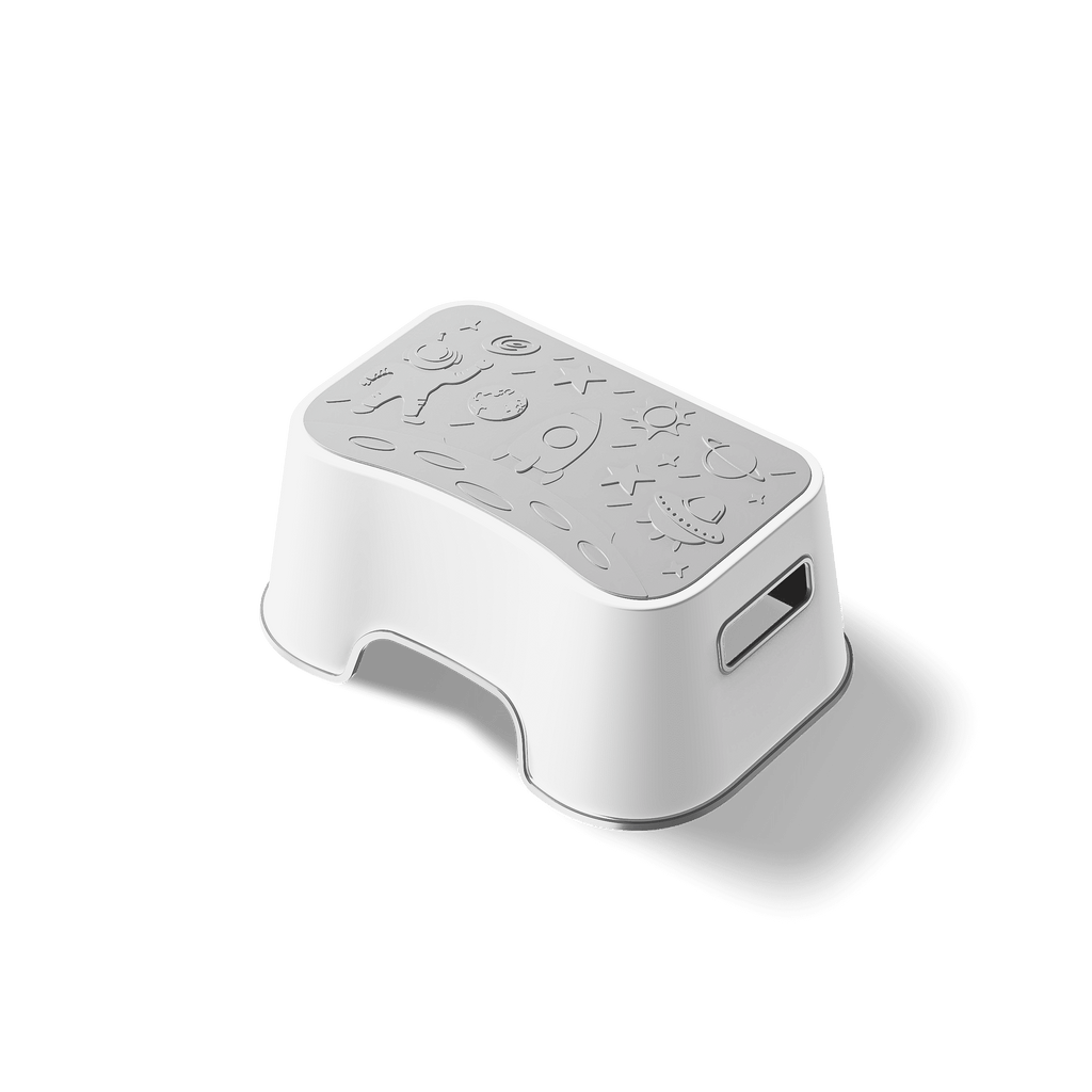 Uncle Wu Kids Step Stool - Potty Training Stool - Slip-Resistant Surface One Step Stool for Kids/Adult (Gray White)