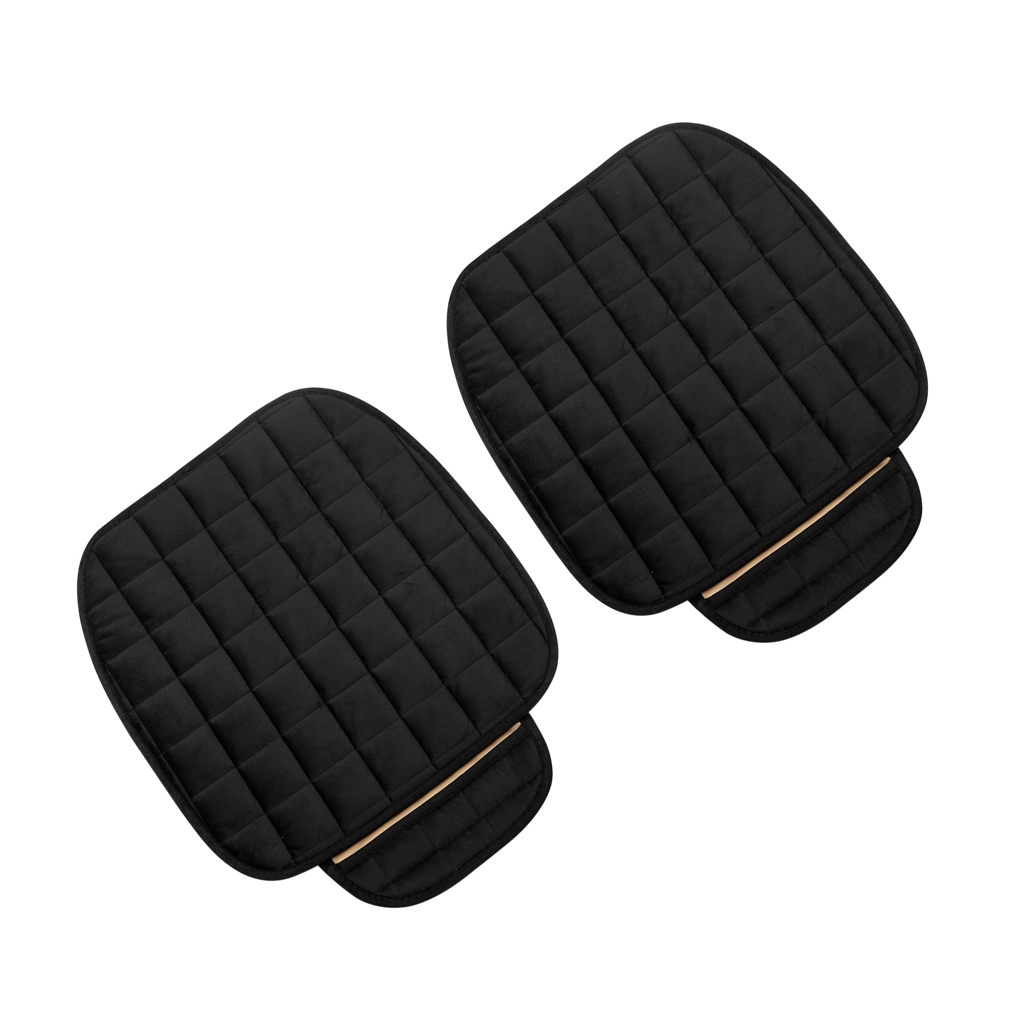 Unique Bargains 2 Pcs Front Car Seat Cover Breathable Plush Pad Chair Cushion for Vehicle Home Office Universal Black