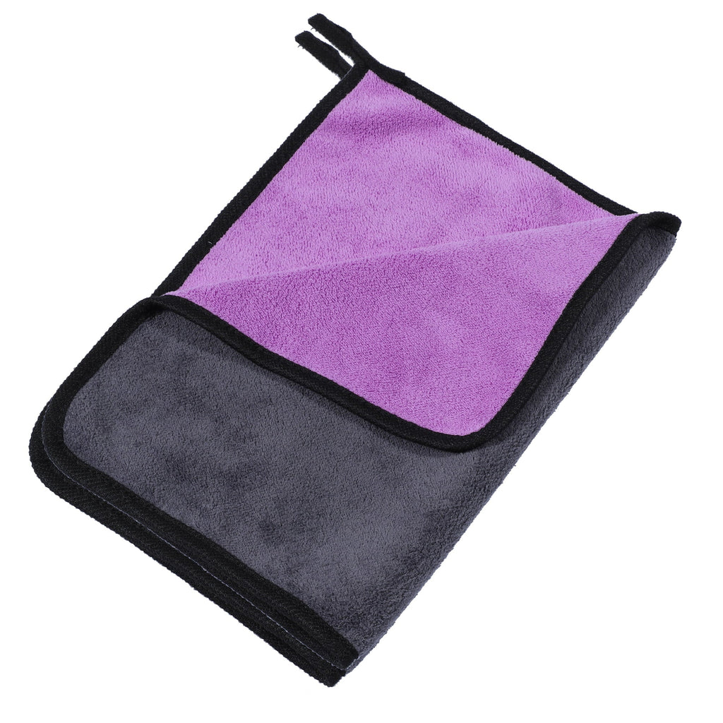 Unique Bargains 2pcs Microfibre Car Drying Towel 30 x 40cm 600GSM Highly Absorbent Car Cleaning Cloth Grey Purple