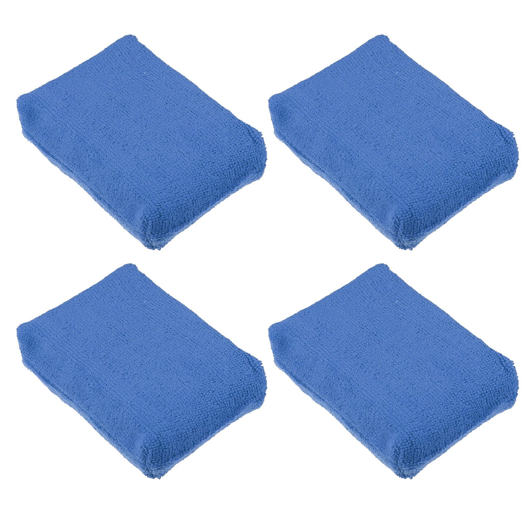 Unique Bargains 4pcs Blue Microfiber Detailing Applicator Sponges for Applying Wax Car Wash Dirt Washing Tool