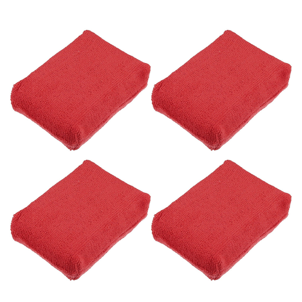 Unique Bargains 4pcs Red Microfiber Detailing Applicator Sponges for Applying Wax Car Wash Dirt Washing Tool