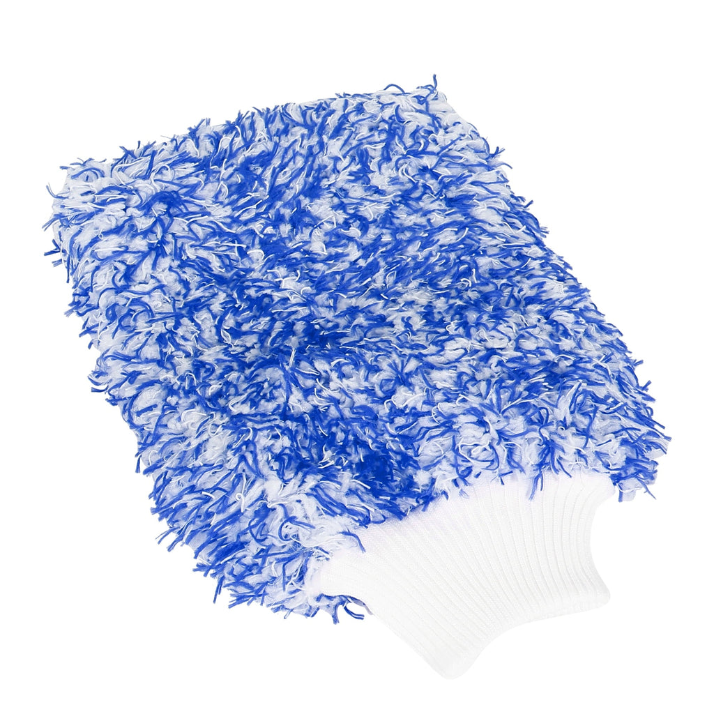 Unique Bargains Blue Coral Fleece Car Wash Mitt Microfiber Glove Double Sided Dirt Washing Tool Absorbent