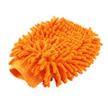 Unique Bargains Car Auto Cleaning Tool 2 Sides Orange Microfiber Chenille Mitt Glove 21cm x 18cm