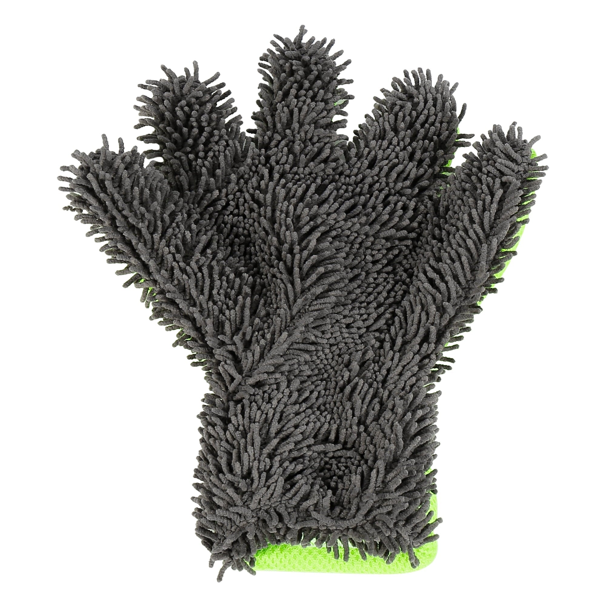 Unique Bargains Green Gray Car Wash Mitt Microfiber Five Finger Glove Double Sided Dirt Washing Tool Absorbent