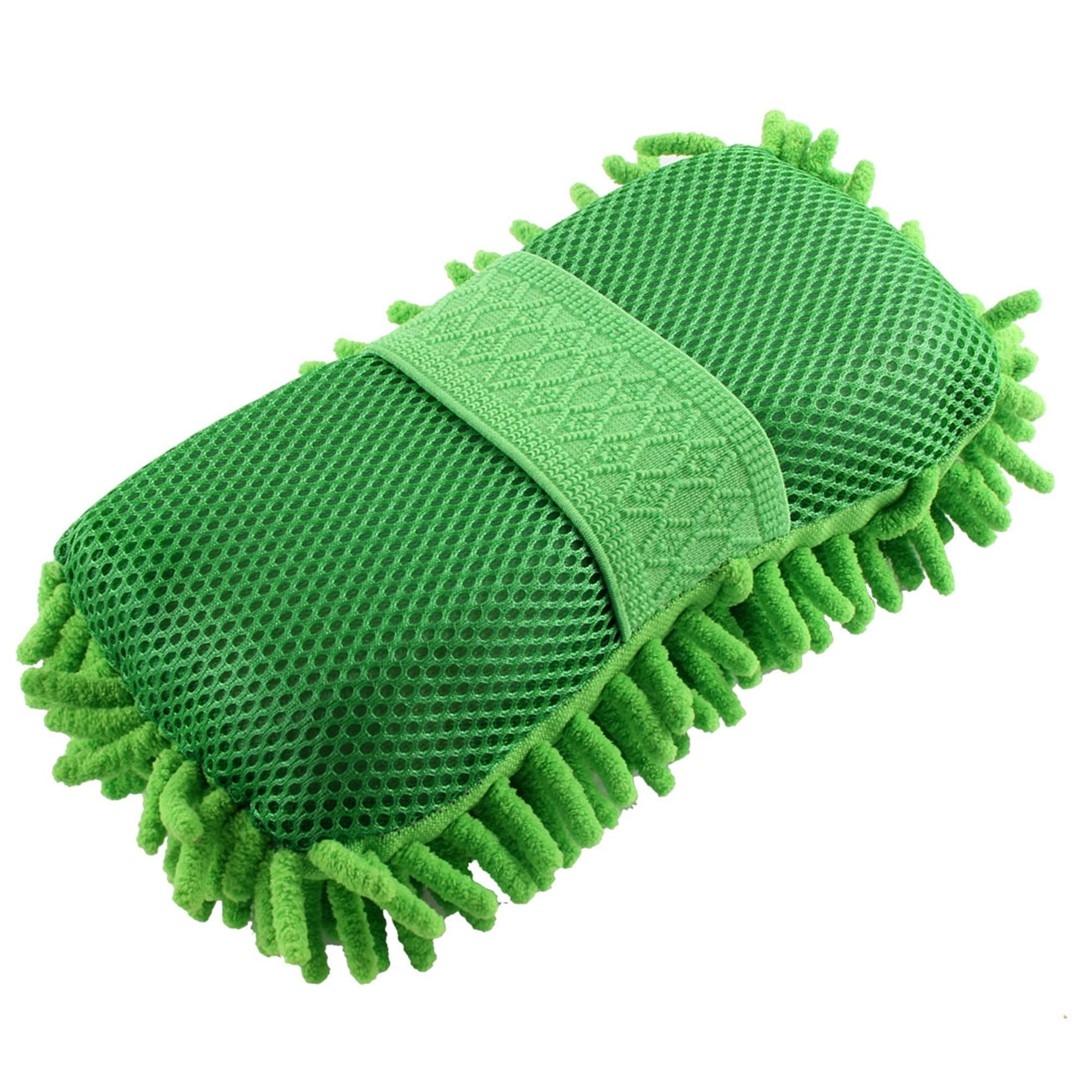 Unique Bargains Microfiber Chenille Cleaning Tool Washing Brush Sponge Pad for Car  Green
