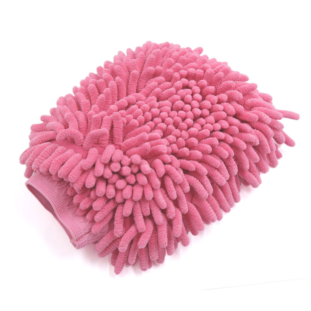 Unique Bargains Protective Microfiber Chenille Car Wash Glove Anti Scratch for Auto Vehicle Fushcia