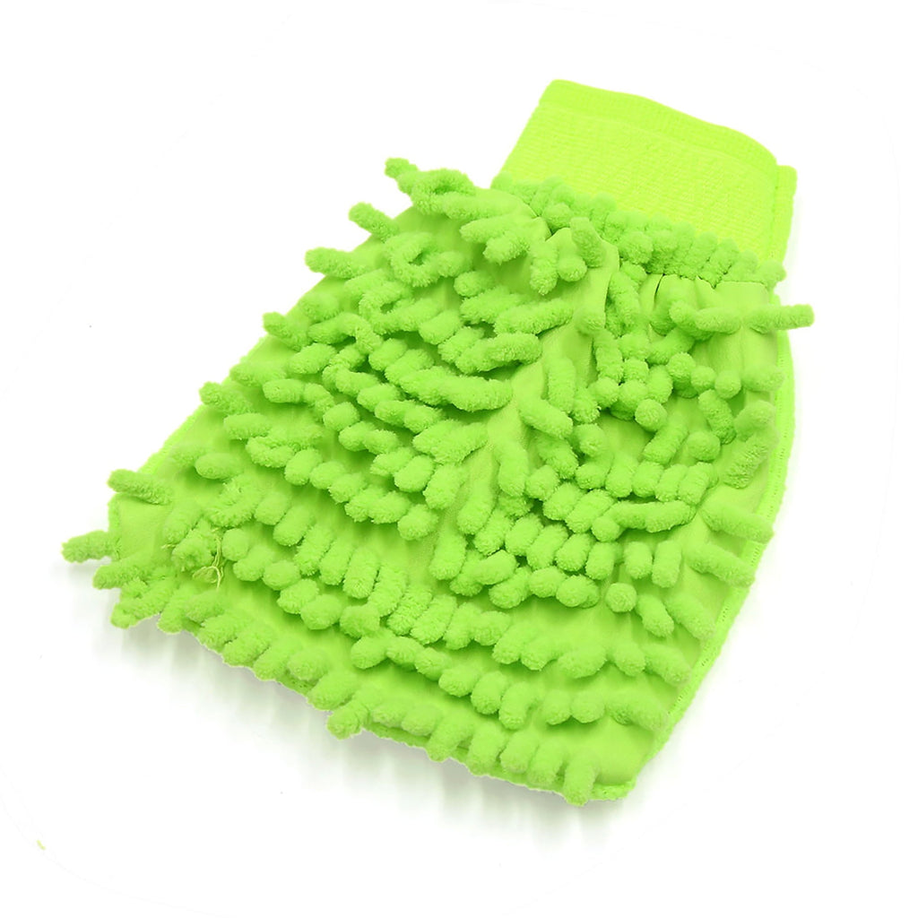 Unique Bargains Protective Microfiber Chenille Car Wash Glove Anti Scratch for Auto Vehicle Green