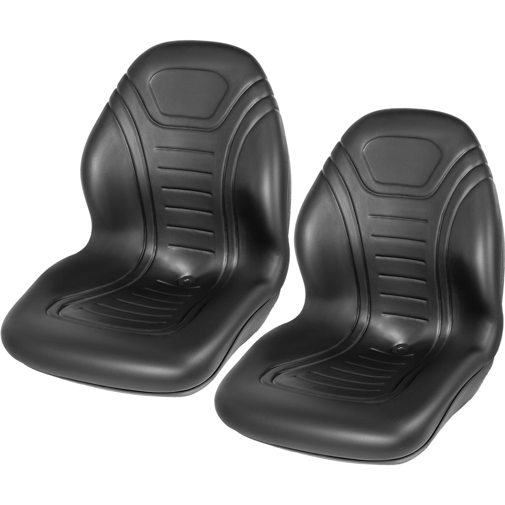 VEVOR 2pcs Universal Tractor Seat Replacement,Compact High Back Mower Seat Pair,Black Vinyl Forklift Seat,Central Drain Hole Skid Steer Seat with Mounting Bolt Patterns of 8" x 11.5" & 11.25" x 11.5"