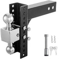 VEVOR Adjustable Trailer Hitch, 8" Rise & Drop Hitch Ball Mount 2.5" Receiver Solid Tube 22,000 lbs Rating, 2 and 2-5/16 inch Stainless Steel Balls w/ Key Lock, for Automotive Trucks Trailers Towing