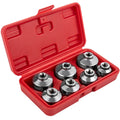 VEVOR Oil Filter Socket Set, 7 Pcs Oil Filter Wrench Set, Sturdy Steel Oil Filter Socket, 3/8" Oil Filter Socket, Low Profile Oil Filter Socket Set For Easy Access, Oil Filter Wrench Cap Set w/ Case
