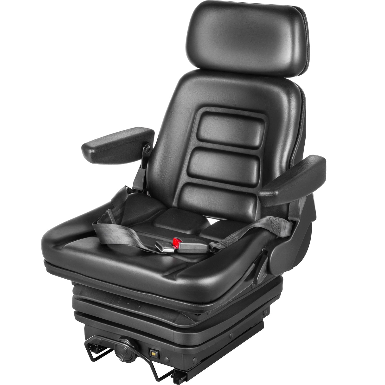 VEVOR Suspension Seat With Safety Switch Adjustable Forklift Seat Replacement Back Fork Lift Seats for Tractor & Forklift Suspension Tractor Seats and Backhoe Seat with Seat Belt