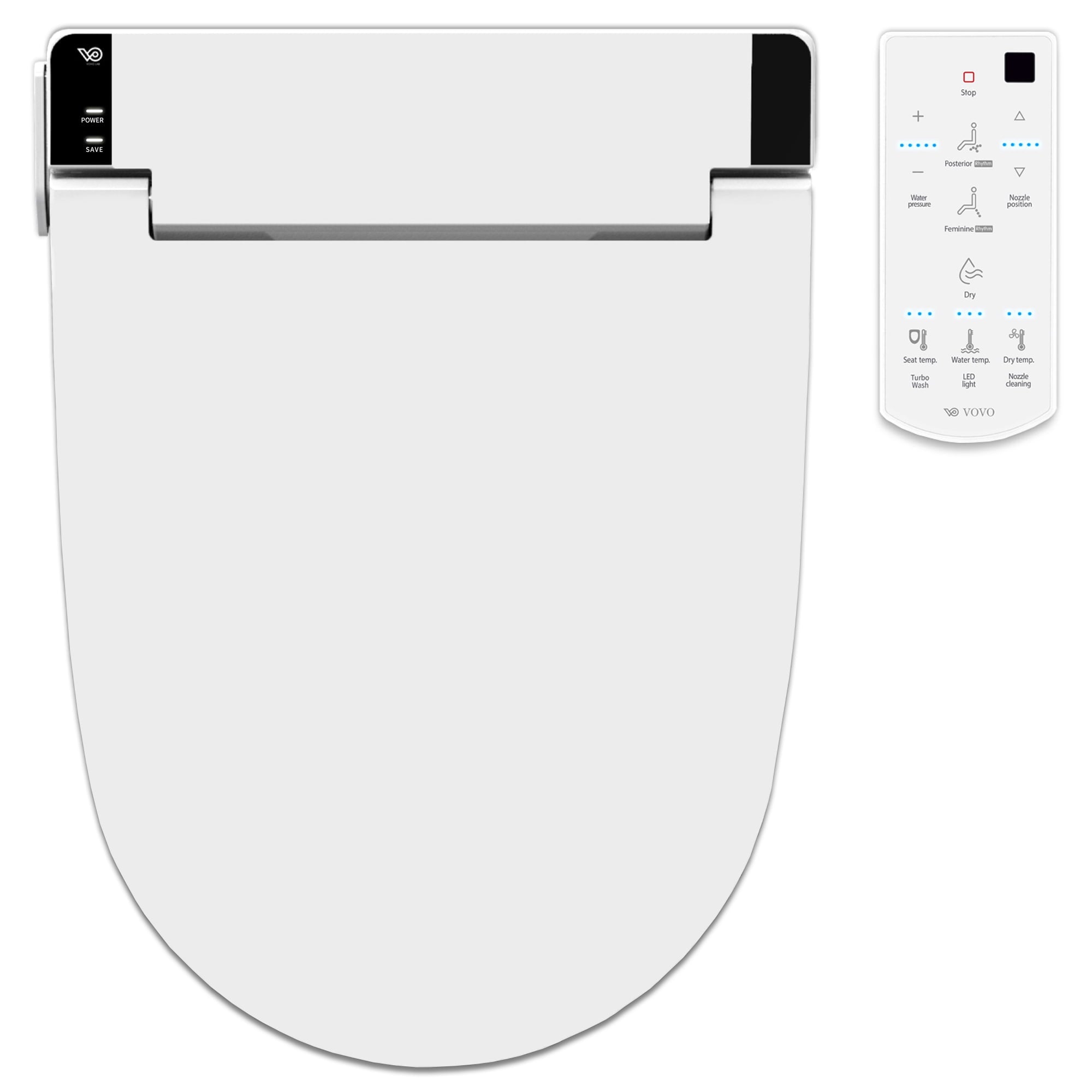 VOVO STYLEMENT VB-6000SE Electronic Bidet, Elongated, UV LED Sterilization, Heated Seat, Warm Dry and Water, Self Cleaning Full Stainless Nozzle, Made in Korea - White