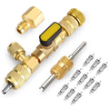 Valve Core Remover Installer Tool, EEEkit Dual Size SAE 1/4 and 5/16 Port Air Conditioning Line Repair Tools for HVAC R22 R410A, 5 Valve Cores with Teflon Seal