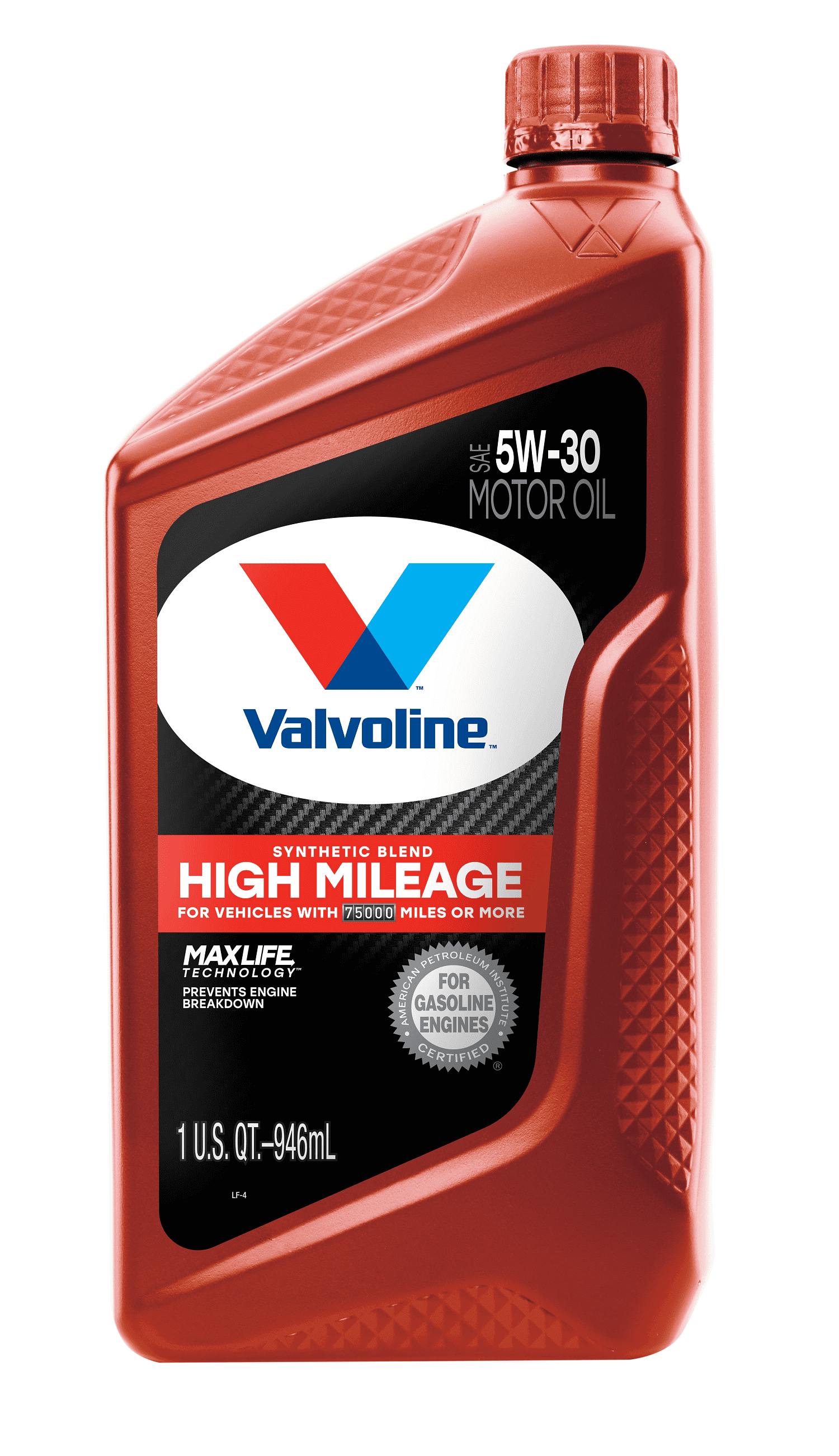 Valvoline High Mileage MaxLife 5W-30 Synthetic Blend Motor Oil 1 QT