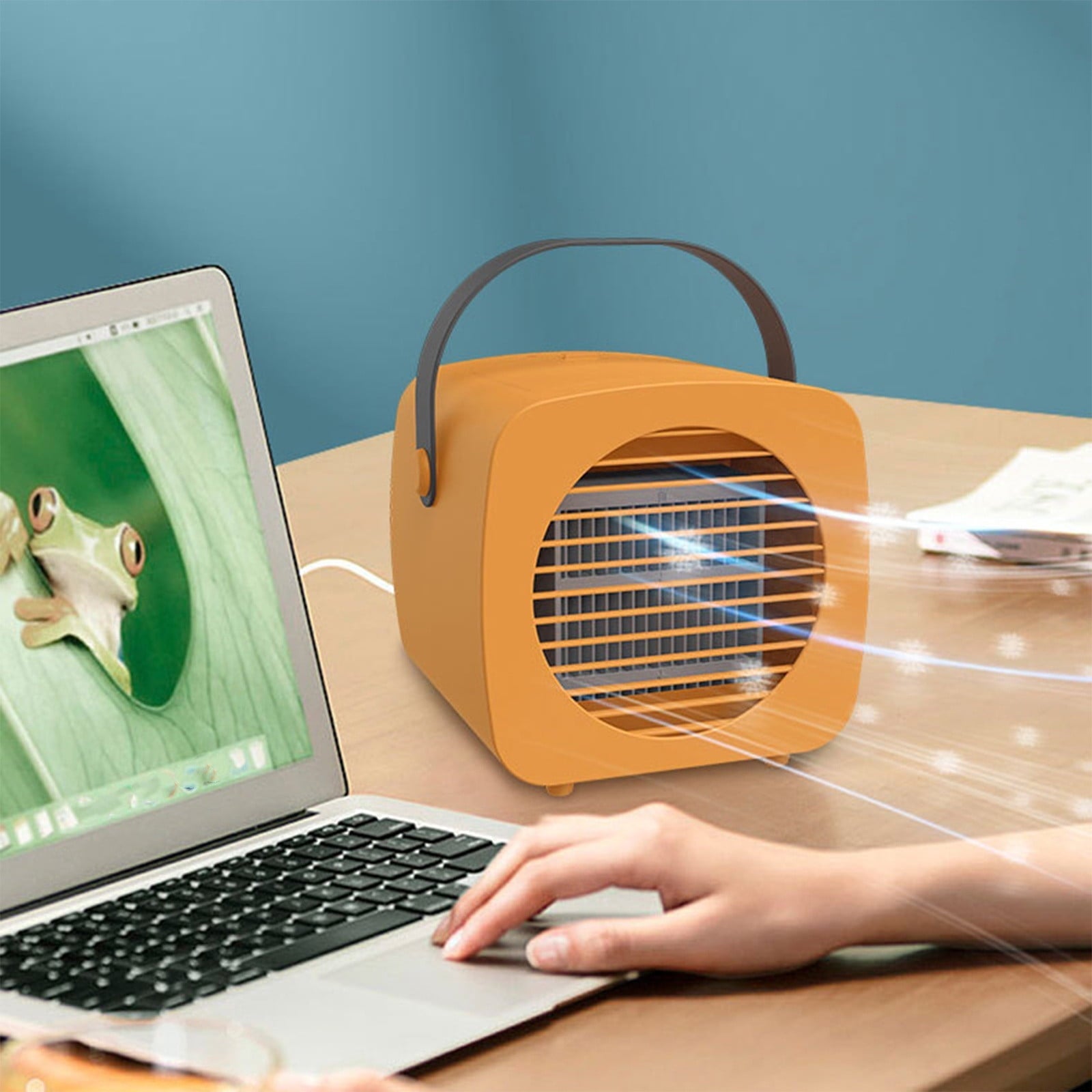 Vikakiooze 2023 Promotion on sale, Portable Air Cooler, Office Silent Mini Evaporative Air Fan, U Rechargeable Small Fan