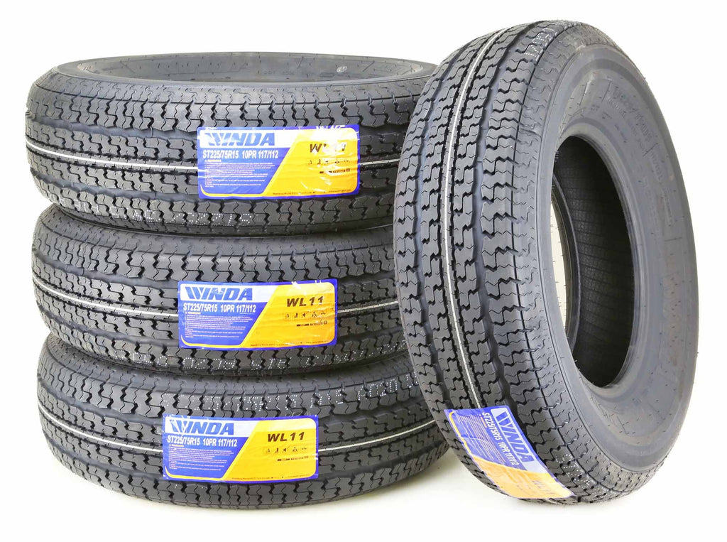WINDA Premium Trailer Tire ST 225/75R15 Radial 10 Ply Load Range E Steel Belted, Set 4