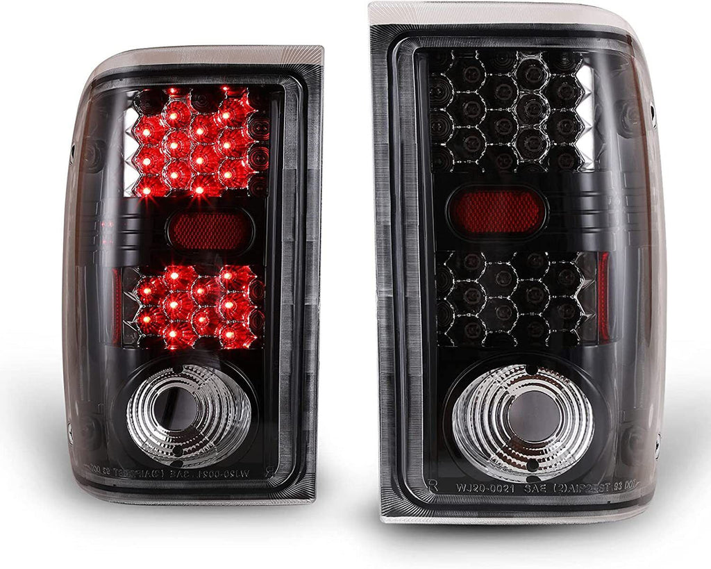 Winjet Pair Tail Lights Assembly for 2001 2002 2003 2004 2005 Ford Ranger Taillights, Rear Lamp Replacement w/Led Turn Signal, Reverse, Running and Brake Lights(Clear Lens)