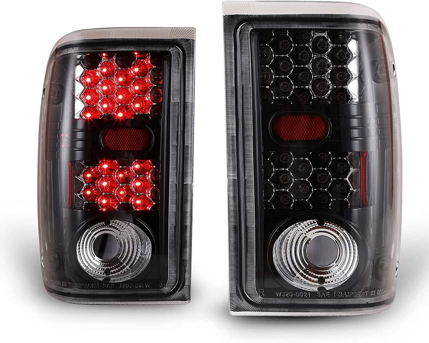 Winjet Pair Tail Lights Assembly for 2001 2002 2003 2004 2005 Ford Ranger Taillights, Rear Lamp Replacement w/Led Turn Signal, Reverse, Running and Brake Lights(Clear Lens)