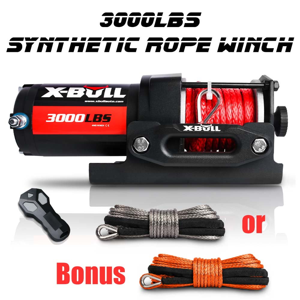 X-BULL 12V 3000LBS Electric Winch Synthetic Rope Electric Winch for Towing ATV/UTV Off Road