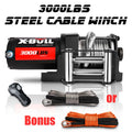 X-BULL Electric Winch 12V 3000LBS Steel Wire for Towing ATV/UTV Off Road with Mounting Bracket Wireless Remote