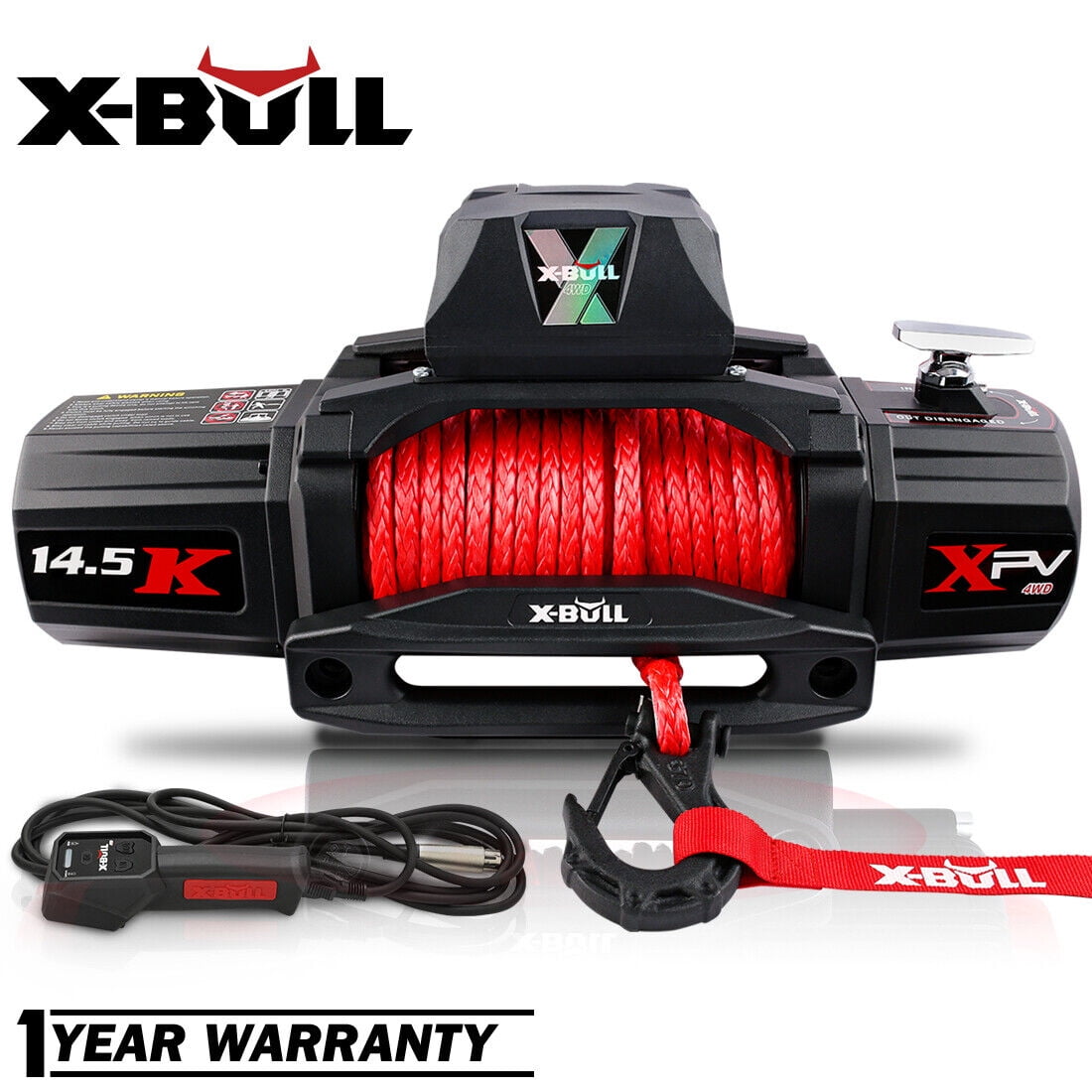 X-BULL Electric Winch XPV 14500LBS  12V Winch Synthetic Rope SUV Jeep Truck Towing 4WD Off-Road