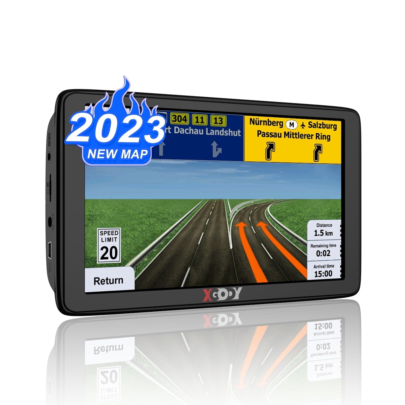 XGODY 7 inch GPS for Car GPS Navigation for Car 8GB+256 Truck GPS Sat Nav with Speed Voice Guidance Route Planning Lifetime Free Map Update