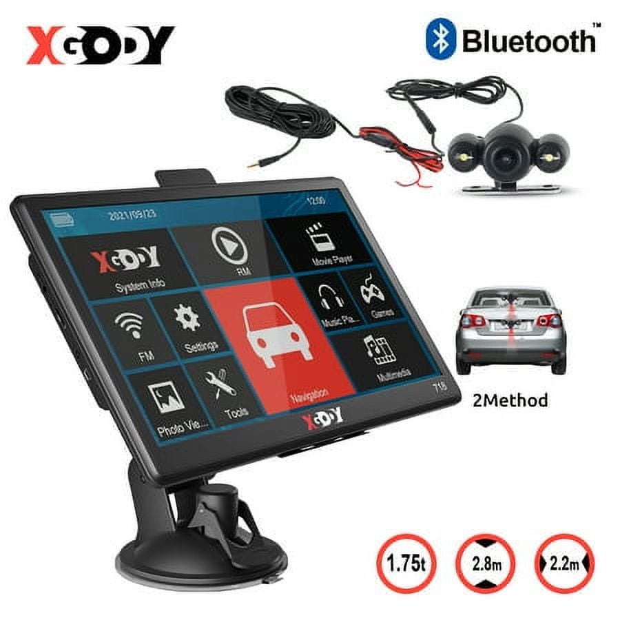 XGODY GPS Navigation Backup Camera 7"Touch Screen 8G 256M Car GPS Navigator with Bluetooth Parking Lane,Voice Guidance,Speed Camera Warning,Route Planning