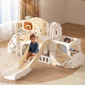 XJD 10 in 1 Toddler Slide, Kids Slide for Toddlers Age 1-3, Toddler Play Climber Slide Playset with Basketball Hoop and Ball, Toddlers Outdoor Indoor Playground(Beige+Coffee)
