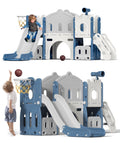 XJD 8 in 1 Toddler Slide with Climber, Kids Slide for Toddlers Age 1+,Basketball Hoop,Tunnel and Storage Space,Slide Toddlers Playset playground Outdoor Indoor play Set