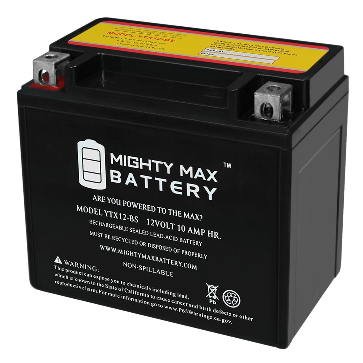 YTX12-BS Battery for Arctic Cat ATV 250 Bombardier DS250 Vector250