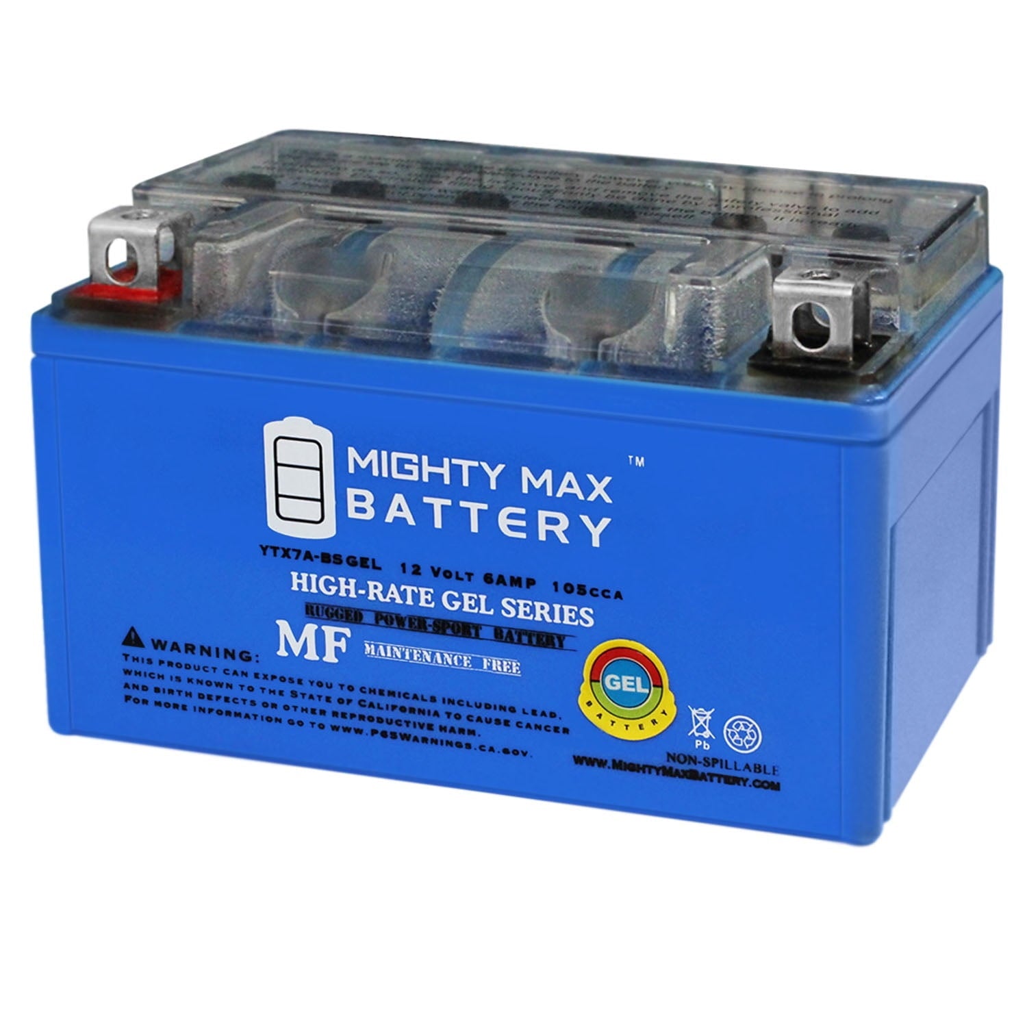 YTX7A-BS GEL Battery Replacement for Power-Sonic PTX7A-BS