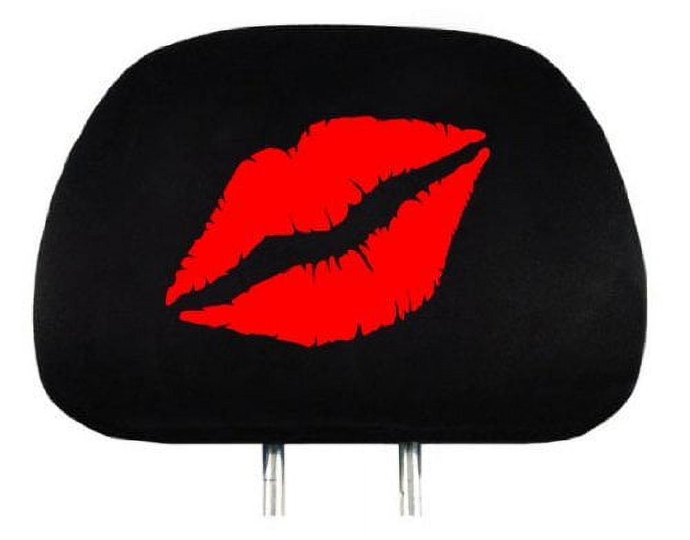 Yupbizauto New Interchangeable Car Seat Headrest Cover Universal Fit for Cars Vans Trucks - One Piece (Lips Kiss)