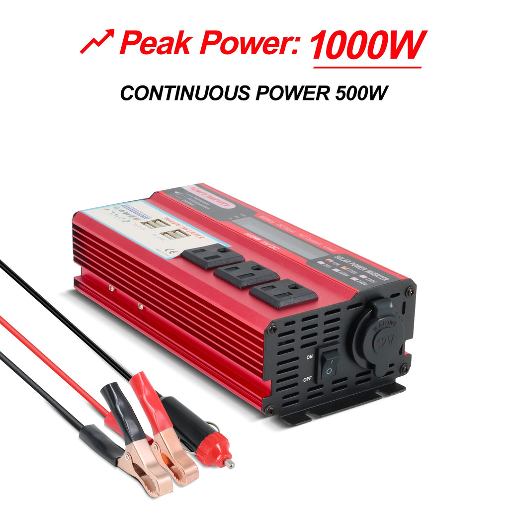 Yyton 500W Car Power Inverter, Modified Sine Wave Inverter DC 12V to AC 110V Car Converter with LCD Display, 4x2.4A USB Ports Car Charger with 1 Cigarette Lighter Ports