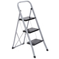 ZENSTYLE 3 Step Ladder Folding Step Stool 330lb Capacity Sturdy Steel Frame, Silver and Black