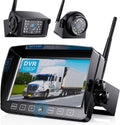 ZEROXCLUB Wireless Backup Camera with 7-Inch DVR Dual/Quad Split Touch Monitor, IP69 Waterproof HD 1080P Wireless 2 Rear View Side View Camera System for RV Trailer Truck 5th Wheel,BW702