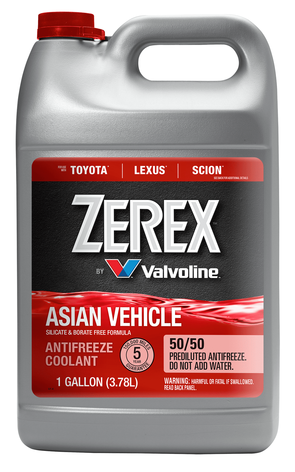Zerex Asian Vehicle Red Silicate and Borate Free Antifreeze / Coolant 50/50 Ready-to-Use 1 GA