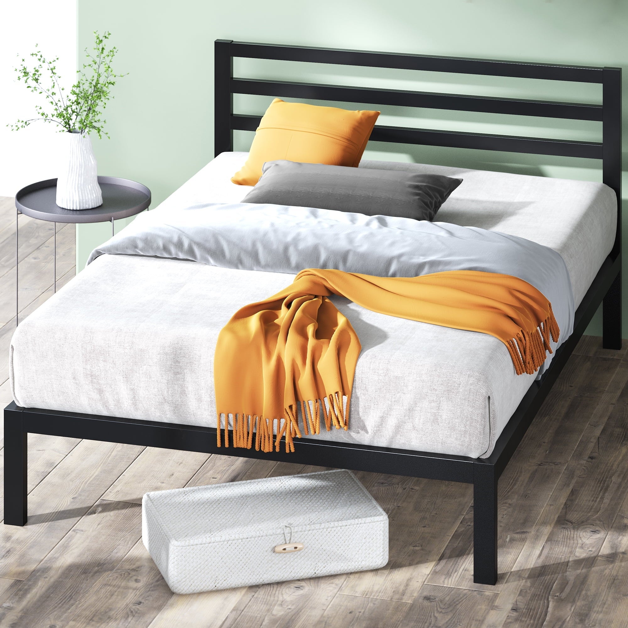 Zinus Mia 38" Metal Platform Bed Frame with Headboard, Queen
