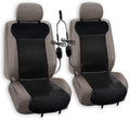 Zone Tech Black Car Heated Travel Seat Cover Cushion, 12v Plug for Cold Weather, 2 Pack