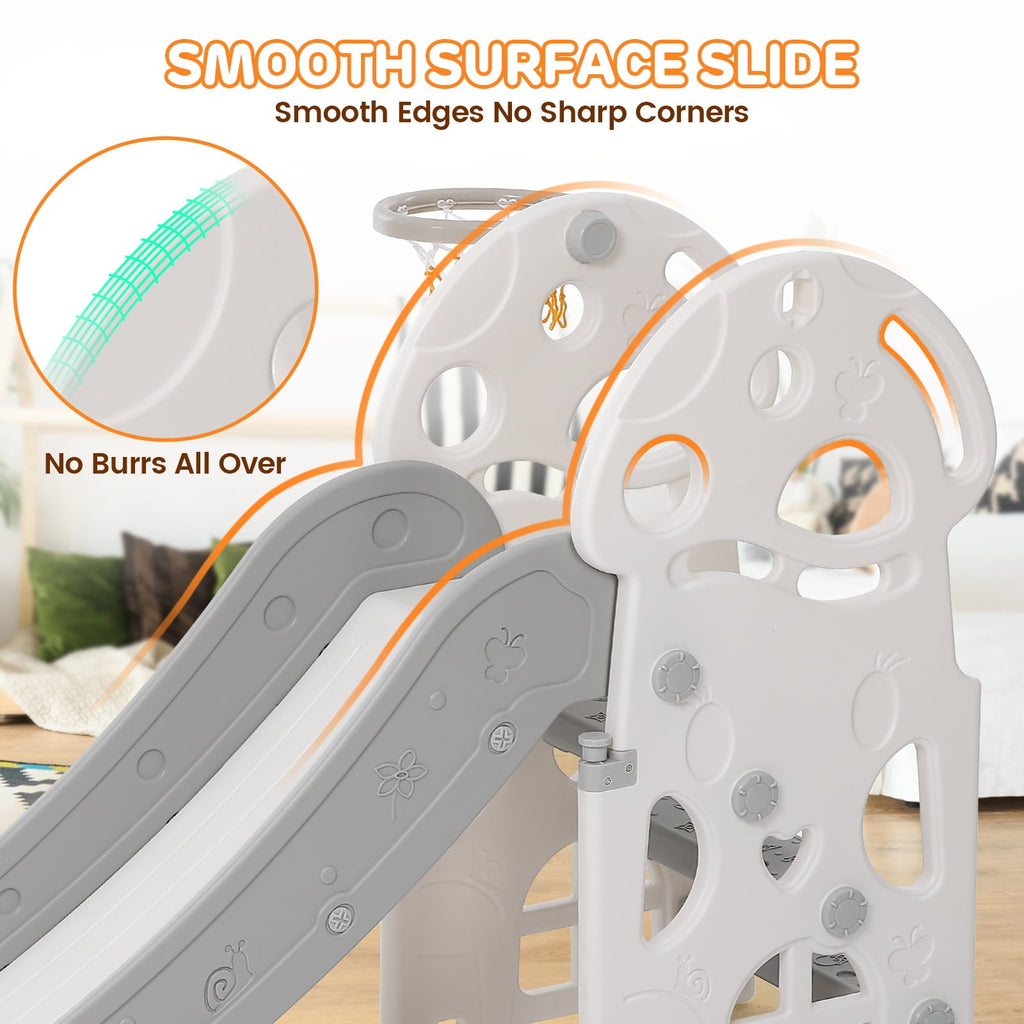 Kids Slide Toddler Slide, 2 in 1 Play Climber Slide, Playground Climber Slide Playset with Basketball Hoop for Toddlers 2 - 5, Ideal Gift for Boys and Girls Indoor Outdoor Toy