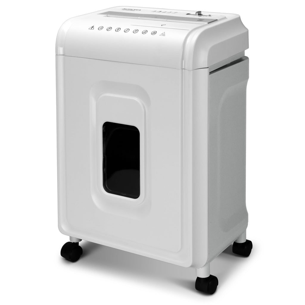 Aurora AU1262XA Anti-Jam 12-Sheet Crosscut Paper and CD/Credit Card Shredder, White/Gray