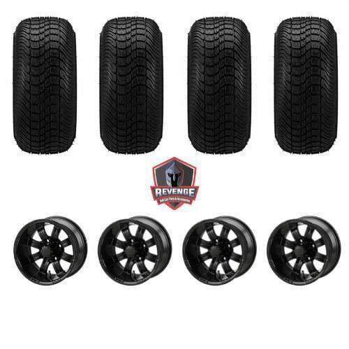 12" Casino Matte Black Golf Cart Wheels and Tires Combo (215/35-12) Set of 4