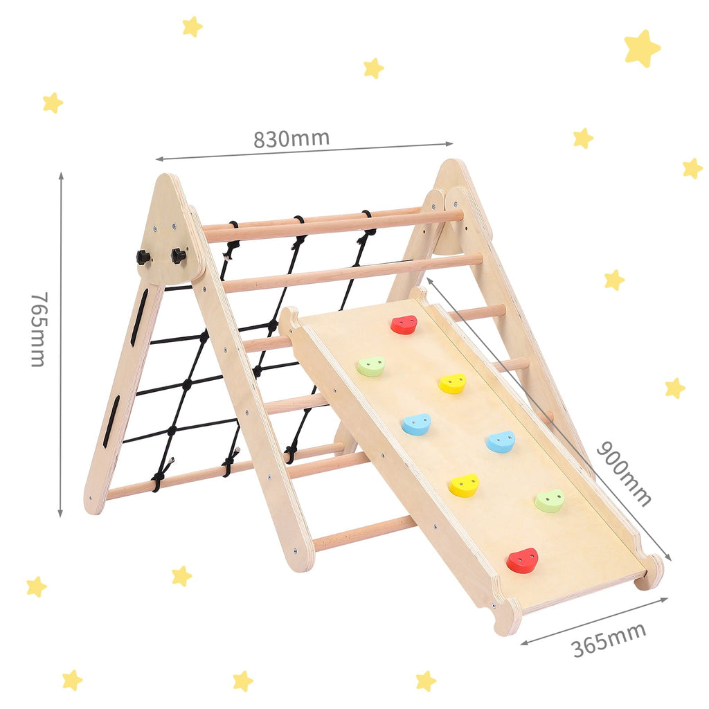 DSstyles Toddler Indoor Gym Playset, 2-in-1 Wooden Climbing Toys, Triangle Folding Climbing for Climbing & Sliding for Boys and Girls,18M+